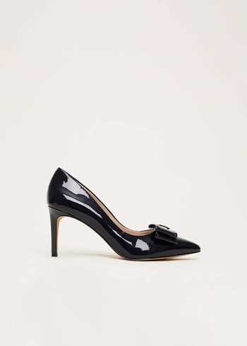 Phase Eight Patent Bow Court Heels Navy Australia | KJ5963402